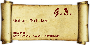 Geher Meliton névjegykártya